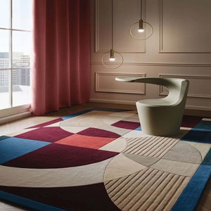 Alfombra de Lana Geométrica Abstracta Colorida, Alfombra Moderna de Mediados de Siglo, Hecha a Mano, para Sala de Estar, Dormitorio, Decoración Contemporánea para el Hogar - Product Image 6