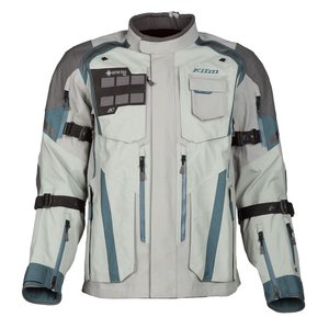 Blouson de moto pour homme, manches longues, imperméable, respirant, toutes saisons, pour l'aventure, gris bleu, dos en maille - Product Image 1