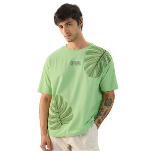 T-shirt homme en coton mélangé doux, col rond, manches courtes, style mode, pour la gym, les activités de plein air et le style urbain, couleur unie, pour l'été - Product Image 1
