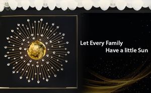 Decoración de Pared de Metal de Lujo Hecha a Mano con Acabado Dorado Electroplacado y Piedra de Cristal Blanca para Sala de Estar - Product Image 3