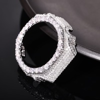 Boîtier de montre en laiton étanche avec lunette en diamant Moissanite VVS de luxe, plaqué or 18 carats, brillant et rond, accessoire de montre unisexe
