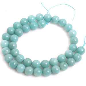 Cuentas de piedra amazonita verde natural, cuentas redondas de piedras preciosas en hebra para la fabricación de joyas y manualidades DIY - Product Image 6