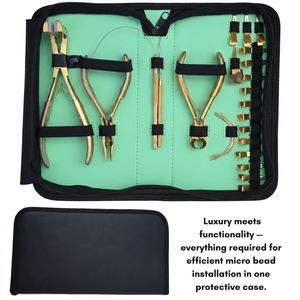 Kit d'outils pour extensions capillaires en acier inoxydable étanche, comprenant Pince à sertir à trois trous, Pince à tapoter et Crochet de tirage de cheveux, Vente en gros - Product Image 3