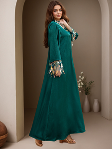 Robe Abaya Modeste Personnalisée de Dubaï, Broderie, Longueur Cheville, Col en V, Collection Printemps, Matière Polyester, OEM/ODM Disponible - Product Image 6