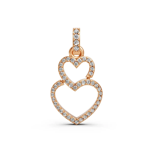 Collar con Colgante de Doble Corazón de Diamante Cultivado en Laboratorio, Oro Amarillo de 14K, Certificado IGI, Chapado en Rodio, Joyería de Lujo para Mujer - Product Image 1