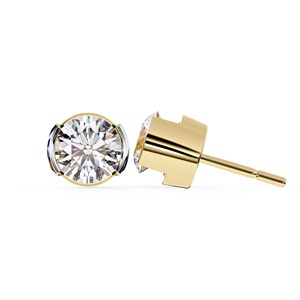 Superbe design, boucles d'oreilles clous rondes de 1,5 carat chacune, diamants de laboratoire IGI en or massif 14 carats, bijoux pour femme, mode mariage - Product Image 5