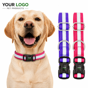 Reflective Dog <b>Collar</b> OEM ODM Custom Logo Adjustable Nylon Pet <b>Collar</b> Direct Manufacturer - Product Image 1