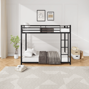 Letto a Castello in Metallo Robusto con Struttura in Acciaio e Scala Bassa, Design Sicuro e Facile da Montare, Colore Nero - Product Image 4