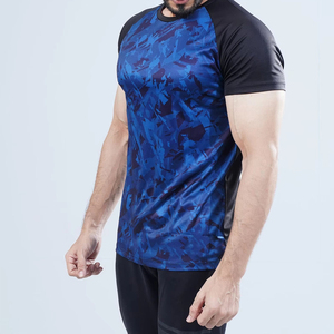 T-shirt de sport pour homme, coupe ajustée, en tricot épais, spandex/polyester, respirant, séchage rapide, écologique, streetwear, gym - Product Image 2