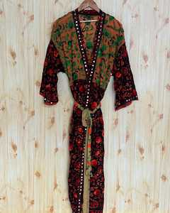 Chaqueta Kimono Larga Phulkari para Mujer, Estilo Vintage, Bordada, Estilo Boho, 100% Seda Tejida, Suave, Informal, para Invierno, Otoño y Verano - Product Image 4