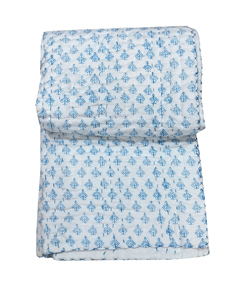 Manta Acolchada de Algodón con Patrón Geométrico Azul para Uso en Casa Durante Toda la Temporada - Product Image 1