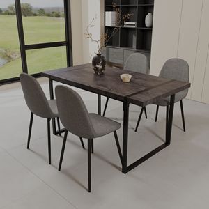 Set da Pranzo Moderno Stile Medievale 59 Pollici, Tavolo Rettangolare in MDF Nero con 4 Sedie per Uso Ristorante - Product Image 4