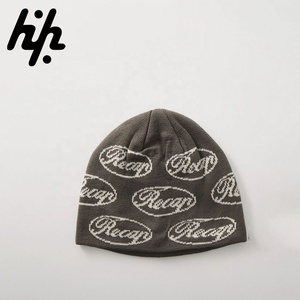 Personnalisé Jacquard Hiver Respirant et Imperméable Réglable Unisexe Adultes Sans Manchette Bonnet 100% Laine Logo Imprimé Fabricants - Product Image 1