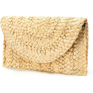 Pochette en paille naturelle tressée pour femme, sac à main d'été fait main, sac de plage, sac de soirée, sac à bandoulière avec fermoir à loquet - Product Image 1