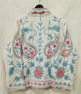 Chaqueta de punto de algodón para mujer con cuello chal bordado floral, manga larga, transpirable, hecha a mano, con puntada abierta, ideal para primavera. - Product Image 4