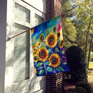 Bandera de Casa de poliéster Multicolor grande girasoles cartel de patio decorativo ilustraciones para manga de porche poste colgante de pared - Product Image 2