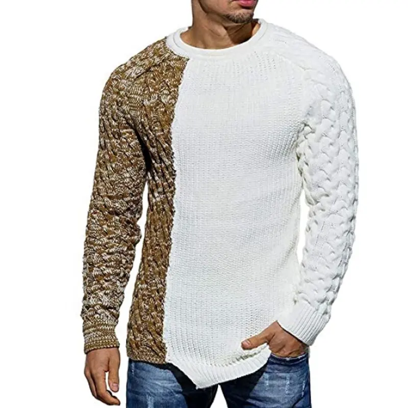 2023 Stilvolle atmungsaktive Herren pullover Hochwertiger OEM-Computer-Strick pullover mit Rundhals ausschnitt und langen Ärmeln