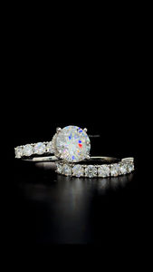 Offre Spéciale Design géométrique gracieux Bling 3A Moissanite 2 pièces ensembles bagues pour femmes de haute qualité mariage bague en diamant plaqué argent - Product Image 2