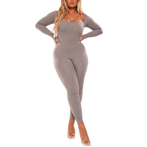 Combinaison de sport et yoga OEM en gros pour femme – Qualité supérieure, anti-plis, longueur intégrale, col en V, couleurs personnalisables, durable, décontractée et douce - Product Image 1