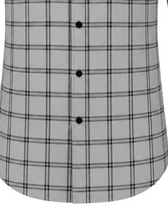 Camisa de Franela Personalizada para Hombre, a Cuadros Grises y Negros, Formal, Casual, de Manga Larga, con Botones, de Algodón, para Oficina - Product Image 6
