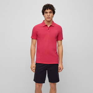 Polo en piqué de coton rouge pour homme, coupe classique, respirant, brodé, de luxe, à manches courtes, couleur unie, décontracté, pour le golf - Product Image 1