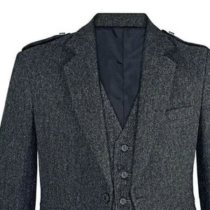 Chaqueta Kilt de Lana Personalizada de Alta Calidad con Cuello Alto Recubierto de Lana, Chaqueta Kilt Argyll Negra para Hombre, Invierno, 220g - Product Image 2