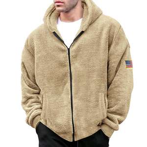 Abrigo de invierno y otoño para hombre, abrigo grueso de felpa con capucha, Color sólido, cierre de cremallera, cárdigan de manga larga, insignia decorativa, chaqueta de invierno de longitud media - Product Image 1