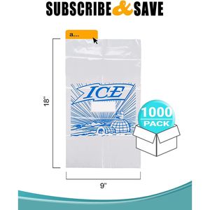 Paquete 1000 Bolsas de hielo de metaloceno impresas Bolsas de polietileno de extremo abierto 5 lb 9x18 1,20 Mil de espesor Servicio de alimentos industrial - Product Image 2
