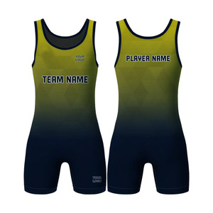 Combinaisons de lutte pour l'entraînement en salle et la musculation, en spandex/polyester extensible, tailles et couleurs personnalisables - Product Image 1