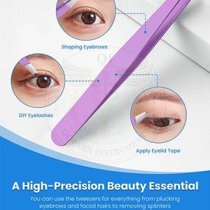Pince à épiler de précision en acier inoxydable, pointe lisse, revêtement violet, pour extension de cils - Product Image 2