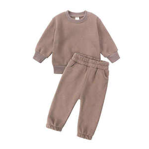 Ensemble de survêtement premium pour enfants 2026 – Sweat-shirt et pantalon de jogging en polaire douce rose, menthe et lavande pour tout-petits garçons et filles HD - Product Image 5