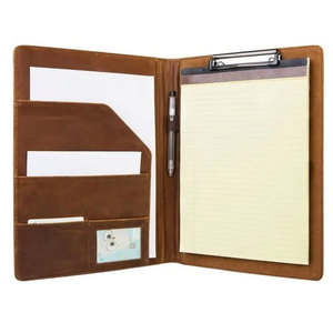 Genuine Leather A4 Document Folder With <b>Clipboard</b> And Inner Pockets For Business Use - Product Image 5