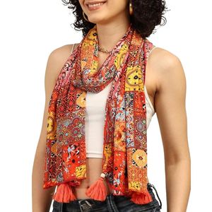 Pañuelo de Seda con Estampado Floral Étnico, Largo y Multifuncional, Accesorio de Verano para Mujer - Product Image 1