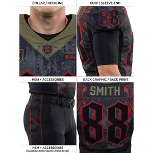 Uniforme de football américain sur mesure OEM Elite pour hommes, jersey et pantalon sublimés en Cordura Poly extensible 350GSM avec nom d'équipe - Product Image 4