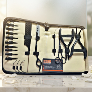 Outils de coiffure, couleur noire, acier inoxydable, kit d'outils pour extensions de cheveux avec pinces, ciseaux, clips et boucles pour usage en salon - Product Image 5