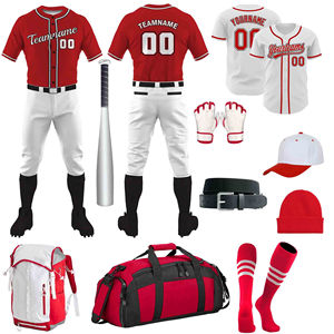 Ensemble uniforme de baseball et de softball pour adultes 100 % polyester, technique de sublimation, taille plus, ensemble confortable et doux pour l'équipe - Product Image 1