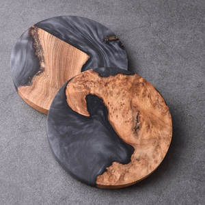 Sous-verres carrés modernes de luxe léger en résine et bois, tapis isolants thermiques réutilisables 9,8 cm, vente en gros - Product Image 1