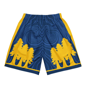 Golden Gate Bridge Men's Blue Yellow Mesh Basketball Shorts Sublimated Print Elastic Waist Breathable All Seasons Regular Fit - Product Image 4