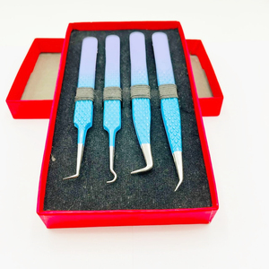 Juego de Pinzas Profesionales para Pestañas, 4 Piezas, Punta Suave de Precisión, Diseño Degradado, Empaque en Caja, Agarre Ergonómico Antideslizante - Product Image 6