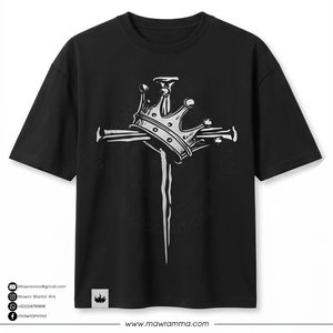 เสื้อยืดแขนสั้นพิมพ์ลายมงกุฎและดาบสีดำสำหรับผู้ชาย คอกลม ทรงลำลอง ผ้าฝ้าย สำหรับทุกเพศ - Product Image 3