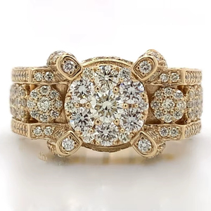 Moissanite Men's Iced Hip Hop Cluster <b>Ring</b> 925 Sterling <b>Silver</b> Rhodium Plated <b>Statement</b> Jewelry Custom Heavy Luxury Gift for Him - Product Image 1