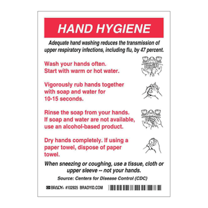 Panneau d'hygiène des mains Brady, panneau de sécurité mural pour les hôpitaux et les laboratoires - Product Image 2