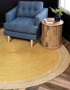 Multicolor Handwoven Jute Rug with Geometric Pattern Eco-Friendly Bohemian Natural Fiber <b>Carpet</b> for Living Room, Bedroom & Ent - Product Image 1