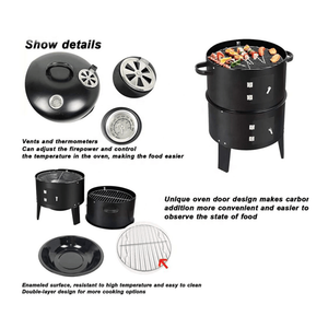 Outdoor Double Layer Charcoal <b>Wood</b>-<b>Fired</b> BBQ <b>Grill</b> for Braising and Smoking Stove - Product Image 2
