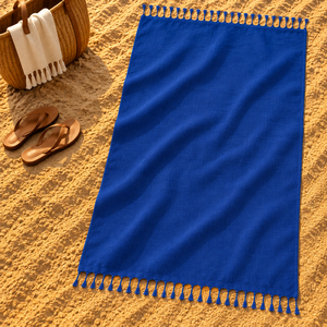 Toalla Kikoy Azul Real de Color Sólido, 100% Algodón, Secado Rápido, Ecológica, Personalizada, Toalla de Playa a Precio de Fábrica - Product Image 3
