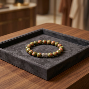 Pulsera de Unakita Natural de 8mm con Cuentas y Dijes de Buda, Pulsera Elástica de Piedras Preciosas y Cristales, Regalo Espiritual, Venta al por Mayor - Product Image 1