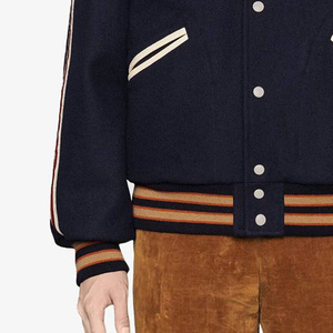 <b>Top</b> Selling Winter Jacket Men Varsity Baseball Canvas <b>Leather</b> Stand Collar Long Sleeve College Wool Blend <b>High</b> Quality - Product Image 6