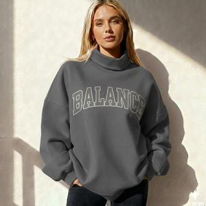 Sudadera de Mujer de Alta Calidad, Personalizada, de Poliéster/Algodón, con Forro Polar, Bordada, Transpirable, Ecológica, Cuello Alto, Corte Holgado y Largo - Product Image 4