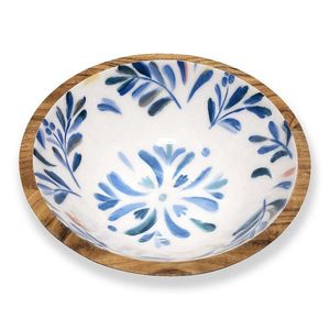 Tazón de ensalada hecho a mano de madera de mango con diseño de hojas tropicales, estilo bohemio, para decoración del hogar. - Product Image 6