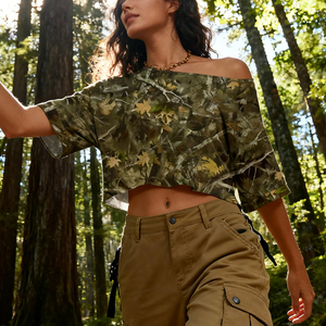 T-shirts courts personnalisés en coton mélangé, coupe ample, respirants, pour le sport et la gym, pour femmes - Product Image 6